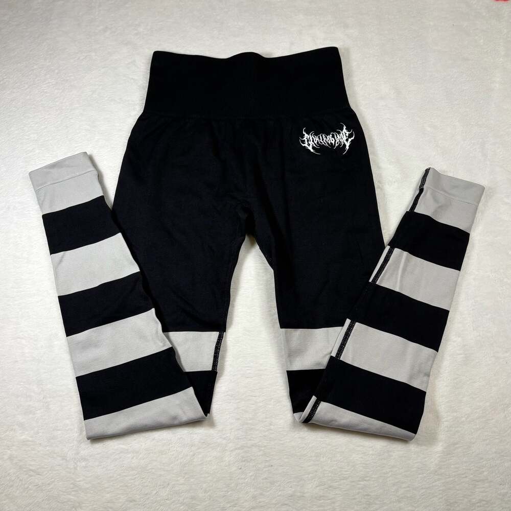 Civil Regime x BEETLEJUICE Womens Seamless Scrunch Striped Leggings Size small